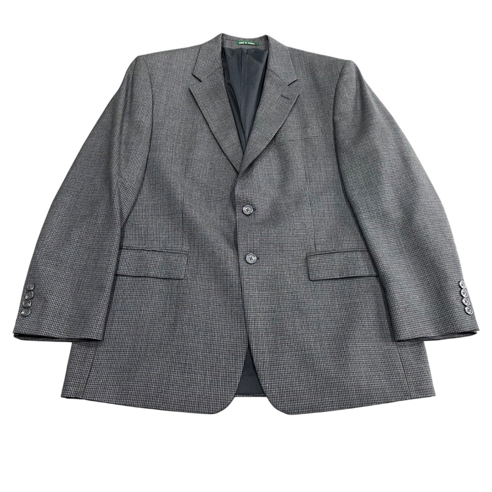 Lauren Ralph Lauren Mens 42R Grey Houndstooth Wool Blazer Sport Coat Canada Made